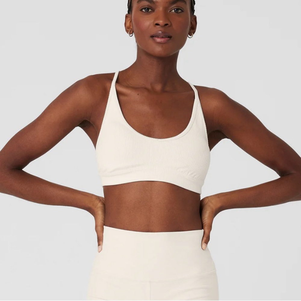 Alo Yoga ribbed blissful bra - ivory